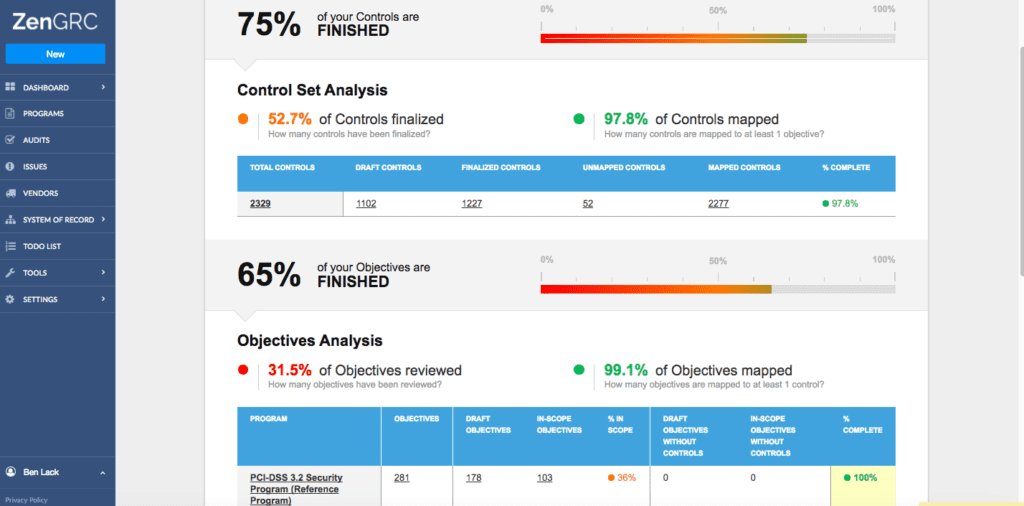ZenGRC by Reciprocity risk assessment analysis screenshot