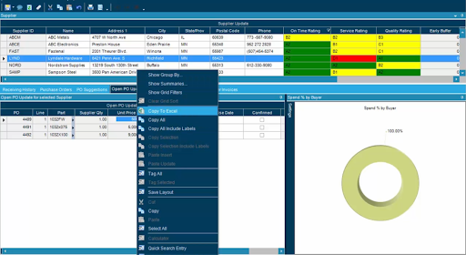 Screenshot of Epicor software.