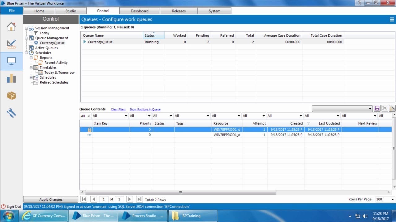 Screenshot of Blue Prism RPA platform.