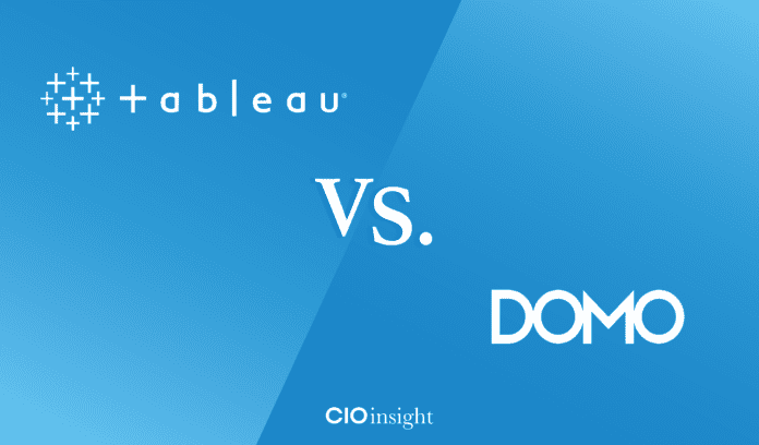 Comparison graphic with Tableau vs. Domo logos.