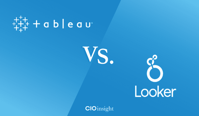 Comparison graphic with Tableau and Looker logos.